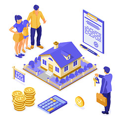 Image showing Sale Purchase Rent Mortgage House Isometric