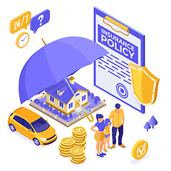 Image showing Property Car House Insurance Isometric