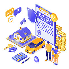 Image showing Property Car House Insurance Isometric