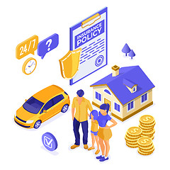 Image showing Property Car House Insurance Isometric