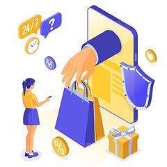 Image showing Isometric Online Internet Shopping