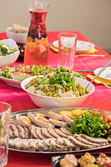 Image showing Served table with different dishes