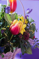 Image showing A bouquet of different vibrant flowers