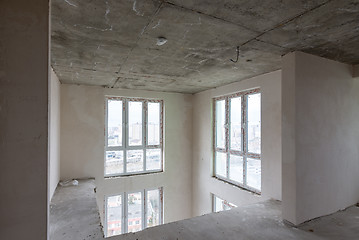 Image showing View of the windows of the second light in the apartments without repair from the developer