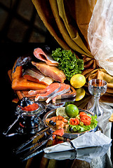 Image showing Still Life With Fish In Retro Style