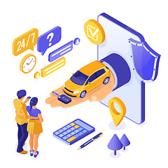 Image showing Online Sale Purchase Rental Sharing Car Isometric