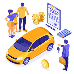 Image showing Sale Insurance Rental Sharing Car Isometric