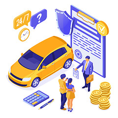 Image showing Sale Insurance Rental Sharing Car Isometric