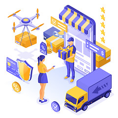 Image showing Isometric Online Internet Shopping