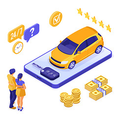 Image showing Online Sale Insurance Rental Sharing Car Isometric