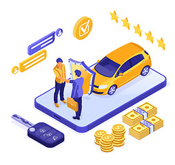 Image showing Online Sale Insurance Rental Sharing Car Isometric