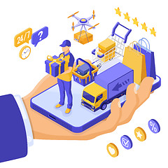 Image showing Isometric Online Shopping Delivery