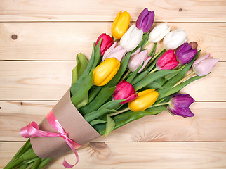 Image showing Tulips flowers background