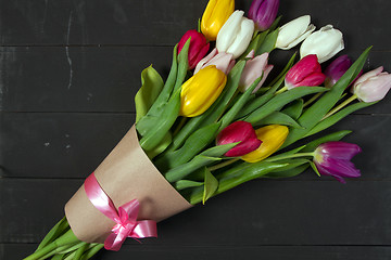 Image showing Tulips flowers background