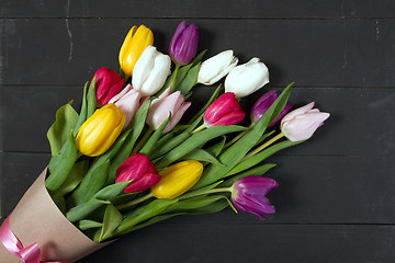 Image showing Tulips flowers background