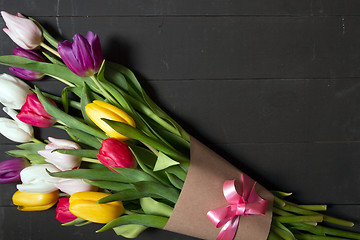 Image showing Tulips flowers background