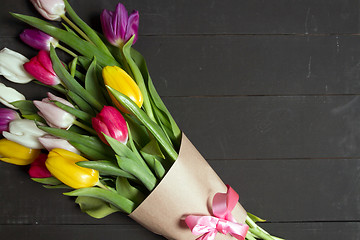 Image showing Tulips flowers background