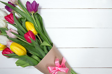 Image showing Tulips flowers background