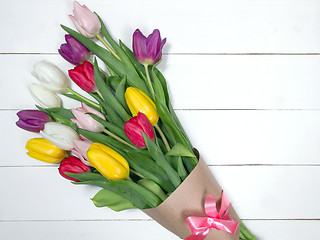 Image showing Tulips flowers background