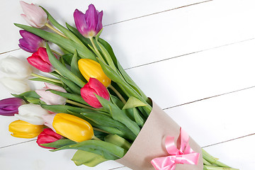 Image showing Tulips flowers background