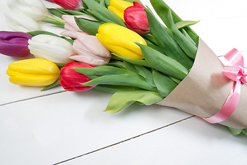 Image showing Tulips flowers background