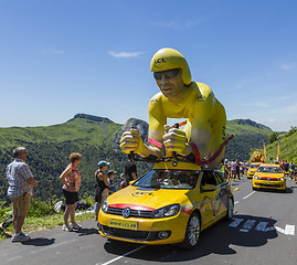 Image showing LCL Yellow Cyclist Mascot - Tour de France 2016