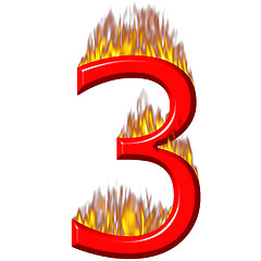 Image showing Number 3 on fire