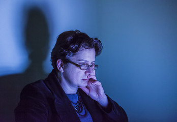 Image showing Portrait of a Woman in Blue Screen Light