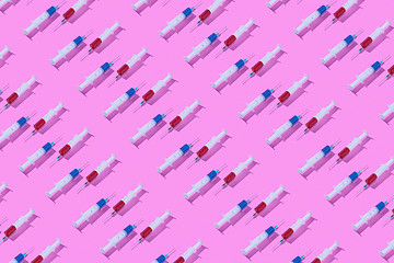 Image showing Health-care pattern from sterile vaccine\'s syringes.