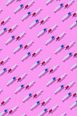 Image showing Medical pattern from surgical syringes with injectable drugs.