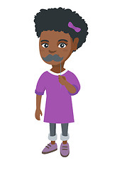 Image showing Little african-american girl with a fake mustache.