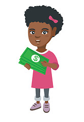 Image showing African-american girl holding money in hands.