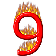 Image showing Number 9 on fire