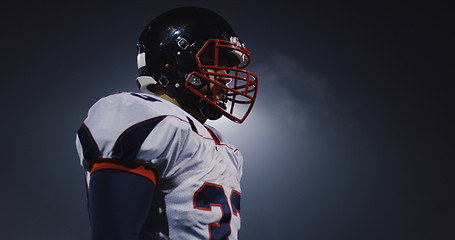 Image showing portrait of young confident American football player