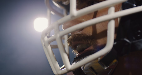 Image showing Closeup Portrait Of American Football Player