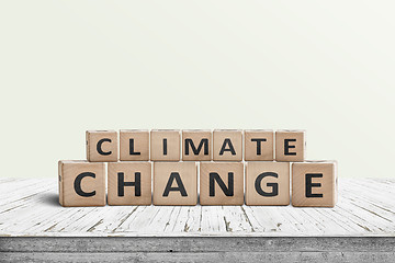 Image showing Climate change sign made of wooden cubes