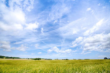 Image showing Countryside landscape with a dramatic blue sky