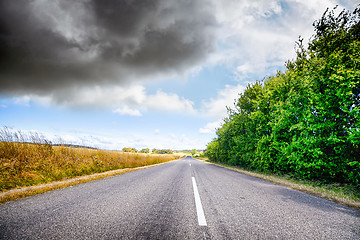 Image showing Asphalt road in a rural landscape