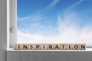 Image showing Inspiration message in a windows sill