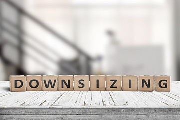 Image showing Downsizing message sign made of wood