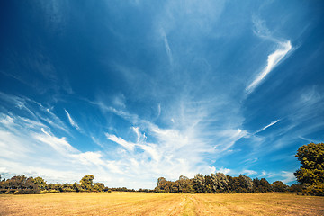 Image showing Countryside landscape with a dramatic blue sky