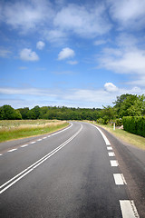 Image showing Curvy road in a rural countryside landscape