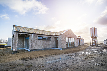 Image showing New brick house at a construction site