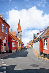 Image showing Village with a church in Denmark