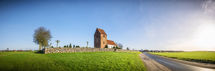 Image showing Panorama landscape with a church