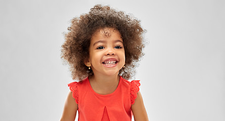 Image showing happy little african american girl over grey