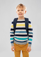 Image showing smiling student boy or schoolboy with school bag