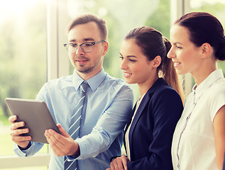 Image showing business people with tablet pc computer at office