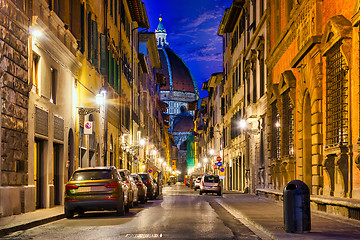 Image showing Street of florence and cathedral