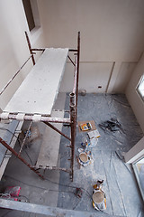 Image showing interior of construction site with scaffolding